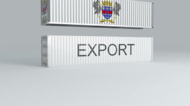 Üzerinde bayrak olan Saint Barthelemy konteynırı, 