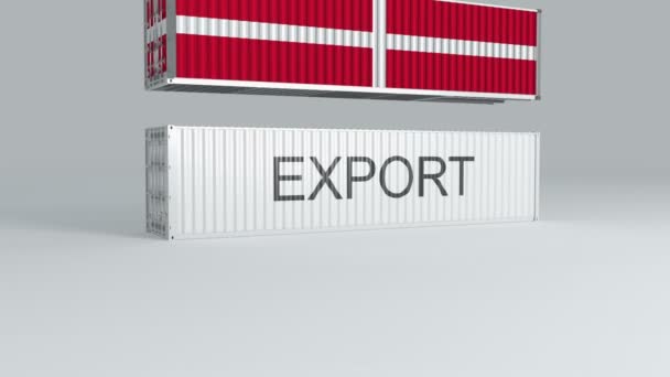 Order Malta Container Med Flaggan Faller Toppen Container Märkt Export — Stockvideo