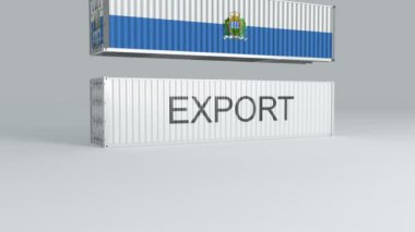 Üzerinde bayrak olan San Marino konteynırı, 