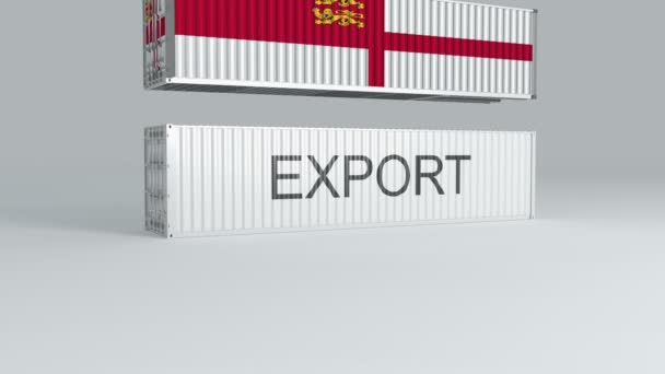Sark Container Mit Der Flagge Fällt Auf Einen Container Mit — Stockvideo