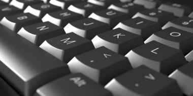 siyah bilgisayar klavyesi tam kare, 3d illüstrasyon