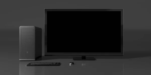 Черный Компьютер Черном Фоне Иллюстрация — стоковое фото