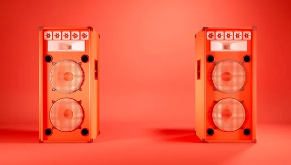 Rote Lautsprecheranlage Auf Rotem Hintergrund Abbildung — Stockfoto