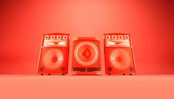 Rote Lautsprecheranlage Auf Rotem Hintergrund Abbildung — Stockfoto