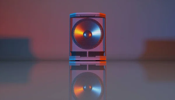 Speaker System Black Background Blue Orange Lighting Illustration — Stock Photo, Image