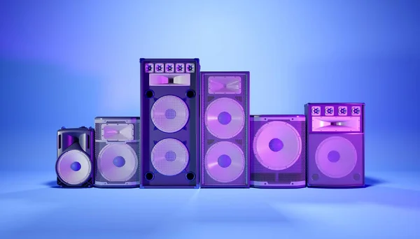 Blue Speaker System Blue Background Purple Lighting Illustration — Stock Photo, Image