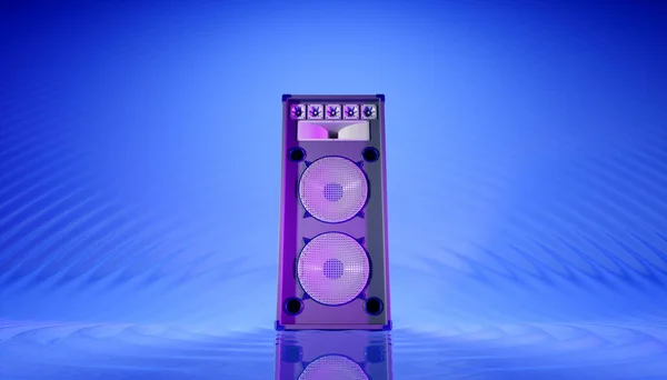 Blue Speaker System Blue Background Purple Lighting Illustration — Stock Photo, Image