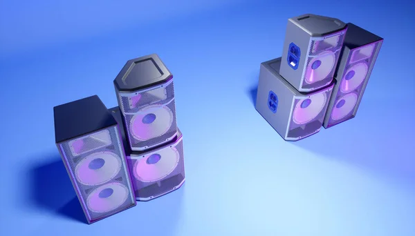 Blue Speaker System Blue Background Purple Lighting Illustration — Stock Photo, Image