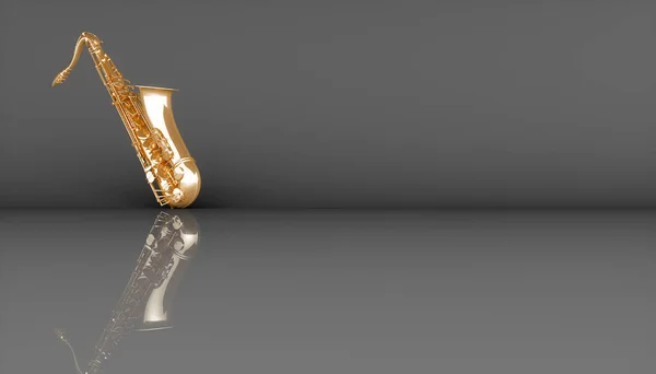 Saxofone Dourado Sobre Fundo Preto Ilustração — Fotografia de Stock