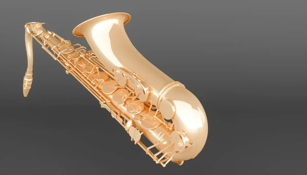 Golden Saxophone Black Background Illustration — Stock Photo, Image