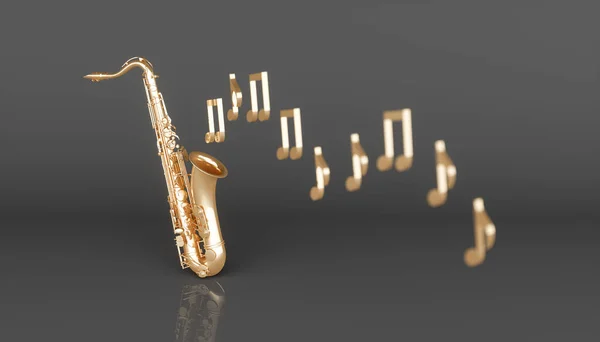 Saxofone Dourado Sobre Fundo Preto Ilustração — Fotografia de Stock