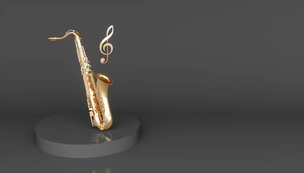 Golden Saxophone Black Background Illustration — Stock Photo, Image
