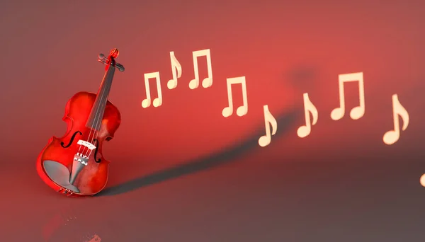 Violino Classico Sfondo Rosso Illustrazione — Foto Stock