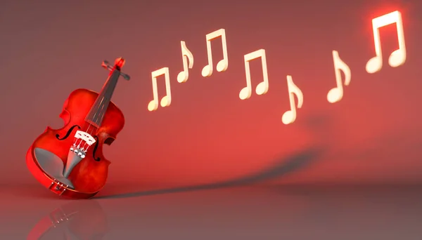 Violino Classico Sfondo Rosso Illustrazione — Foto Stock