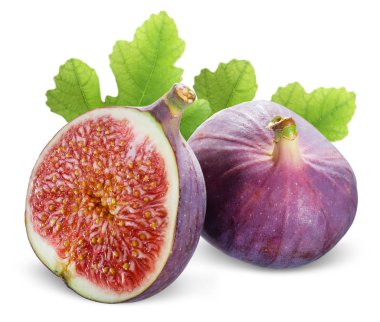 incir yaprakları üzerinde beyaz bir arka plan ile