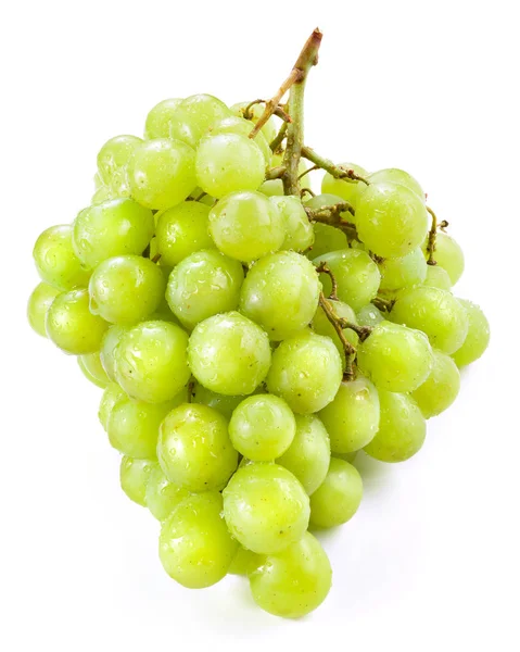 Grüne Trauben isoliert auf weißem Hintergrund — Stockfoto