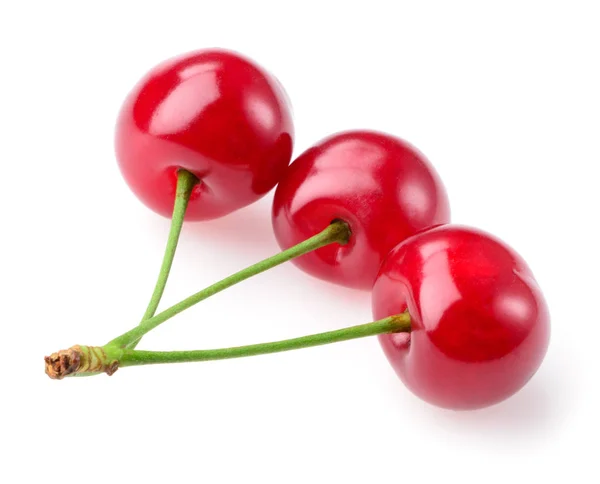 Three cherries isolated on white background — Stock Photo, Image