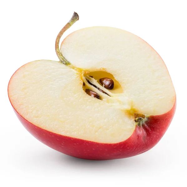 De helft van de rode appel geïsoleerd op wit. met knippad. — Stockfoto