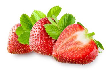 Çilekli. Beyaz yapraklı meyveler