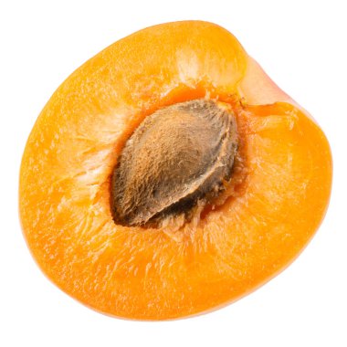 Beyaz arka plan üzerinde izole kayısı yarısı