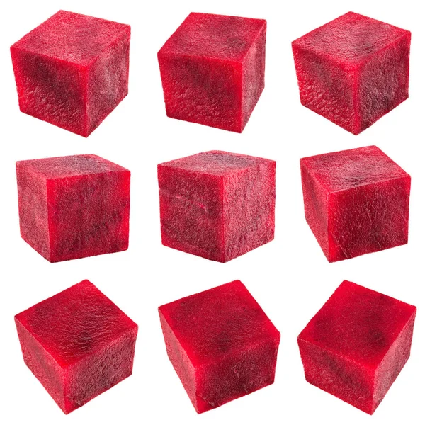 Beetroot. Cubes isolated on white background. Collection. — Stock Photo, Image