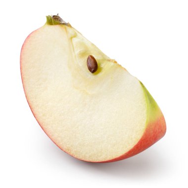 Kırmızı elma. Elma parçası beyaza izole edilmiş. Elma dilimi. kırpma yolu ile.