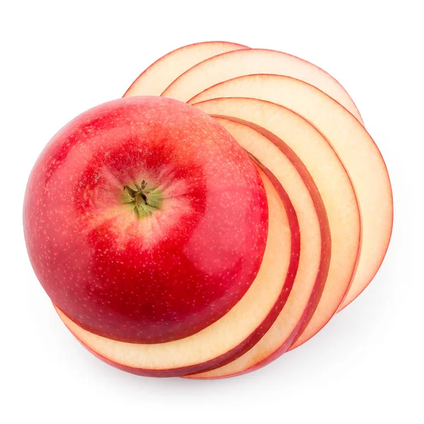 Manzana. Manzana roja fresca aislada en blanco. Con camino de recorte —  Fotos de Stock