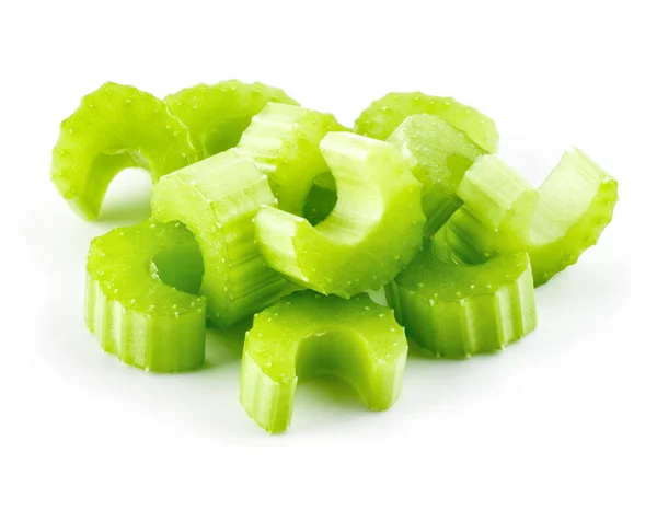 Celery. Green fresh celery pieces isolated on white — Stock Photo, Image