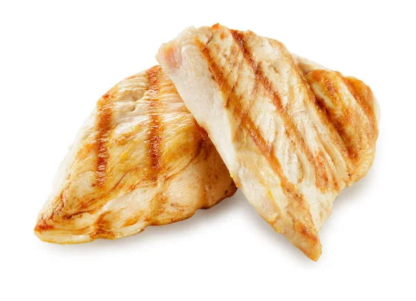 Prepared chicken meat. Breast fillet slices isolated. With clipp — Stock Photo, Image