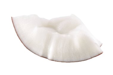 Beyaz arkaplanda izole edilmiş hindistan cevizi parçası