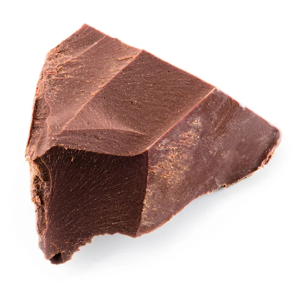 Chocolade Stuk Geïsoleerd Witte Achtergrond — Stockfoto