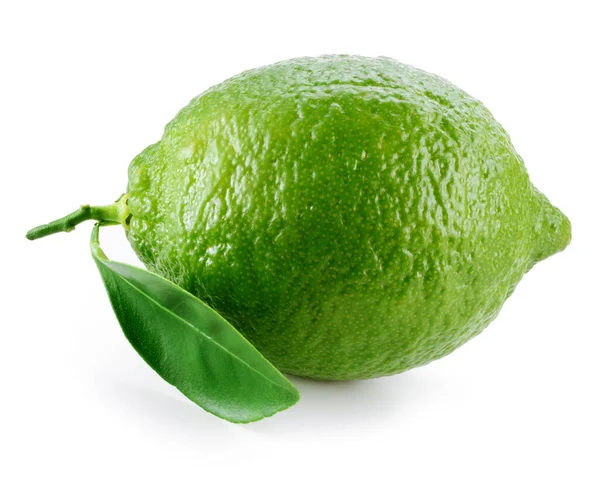 Lime Fresh Fruit Leaf White Background — Stock Photo, Image