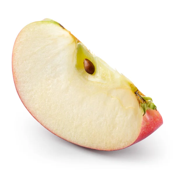 Pomme Rouge Pièce Isolée Sur Blanc Avec Chemin Coupe — Photo