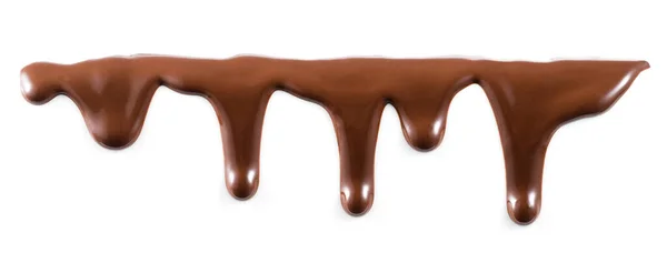 Melted Chocolate Dripping Streams Isolated White — Stock Photo, Image