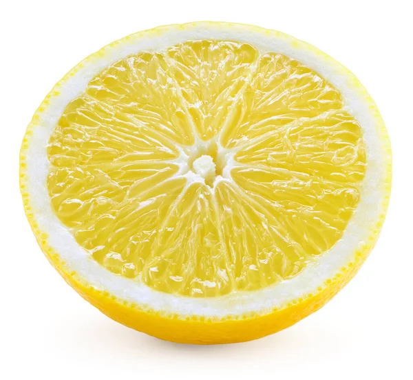 Frutta Limone Fetta Rotonda Isolata Bianco — Foto Stock