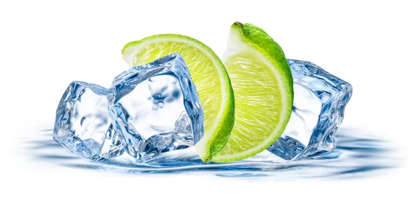 Lime Fruit Ice Isolated White Background — Stock Photo, Image