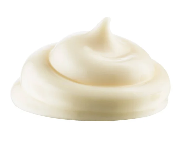 Eine Handvoll Mayonnaise Wirbel Auf Weißem Hintergrund Steilpfad — Stockfoto