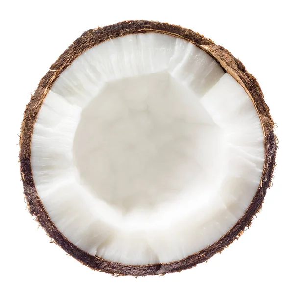 Coconut Half Isolated White Background Top View — Stock Photo, Image