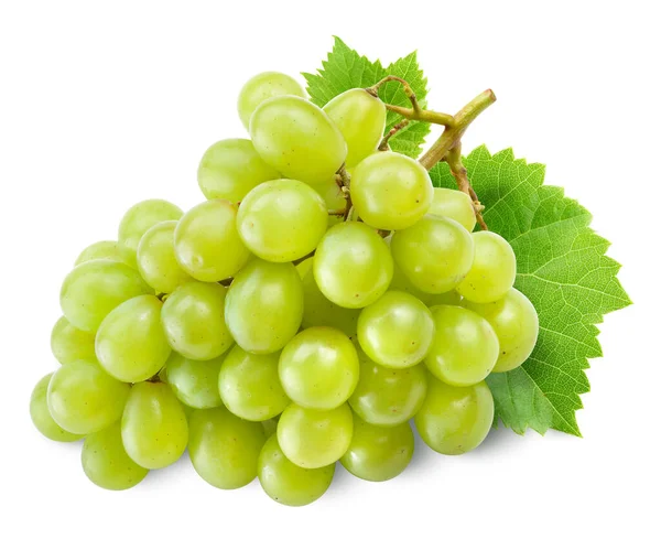 Fresh Green Grapes Leaves Isolated White — Stock Photo, Image