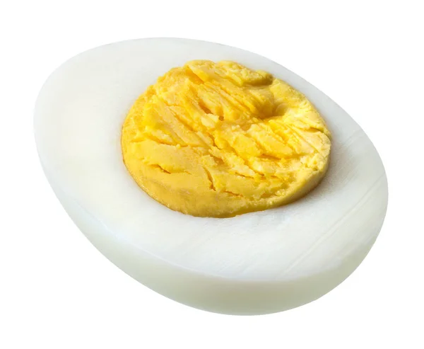 Gotowane Jajko Połowa Izolowana Białym Ścieżką Wycinania — Zdjęcie stockowe