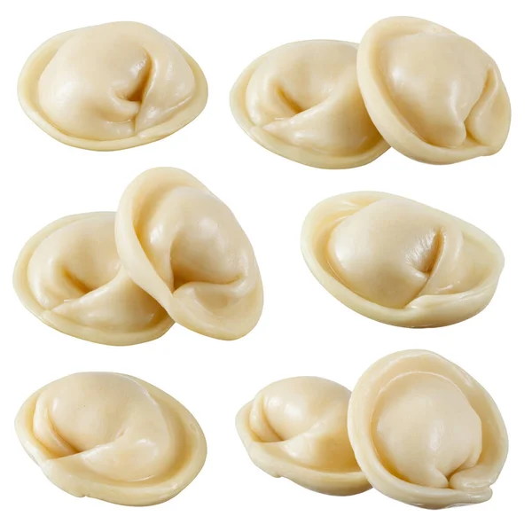 Dumplings Pelmeni Ravioli Aislados Blanco Con Camino Recorte —  Fotos de Stock