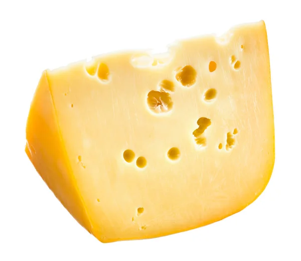 Käse Stück Isoliert Auf Weißem Hintergrund — Stockfoto