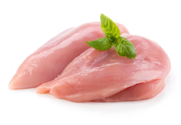 Filetes Pollo Crudo Cerca Aislados Blanco — Foto de Stock