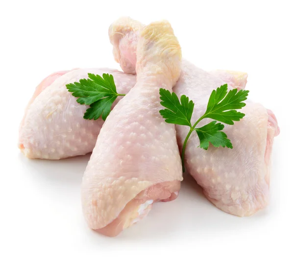 Patas Pollo Crudas Aisladas Sobre Fondo Blanco — Foto de Stock