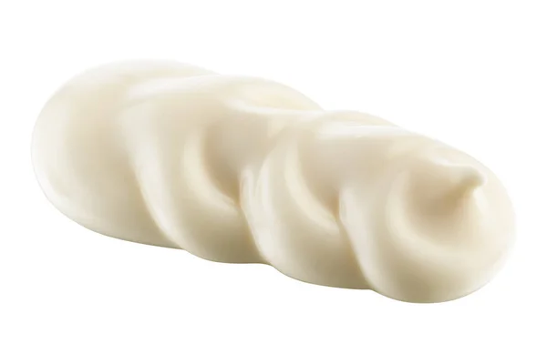 Eine Handvoll Mayonnaise Wirbel Auf Weißem Hintergrund Steilpfad — Stockfoto