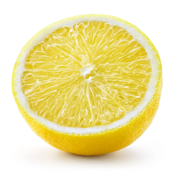 Frutta Limone Mezzo Isolato Bianco — Foto Stock