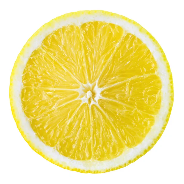 Zitronenfruchtscheibe Kreis Isoliert Auf Weiß — Stockfoto