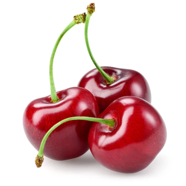 Cherry Med Leaf Isolerad Vit — Stockfoto