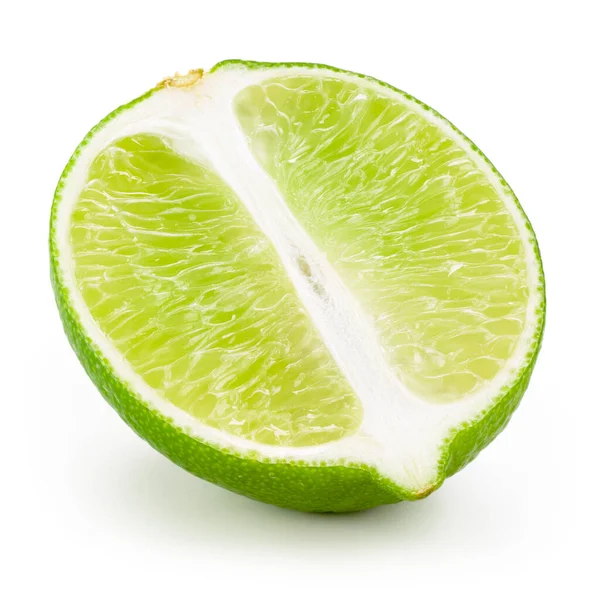 Limon Yarısı Beyaz Arkaplanda Izole Edilmiş Dilim — Stok fotoğraf