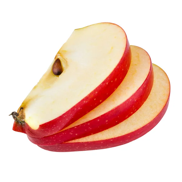 Яблочные Ломтики Изолированы Белом Обрезанием Пути — стоковое фото